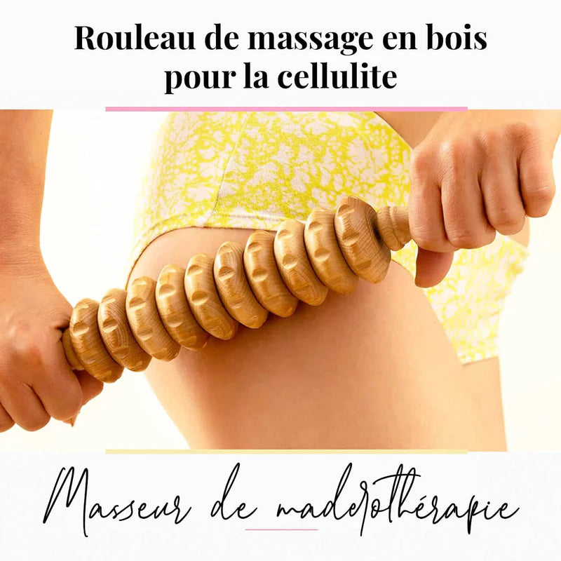 Rouleau de massage corporel en bois fait main pour la madérothérapie