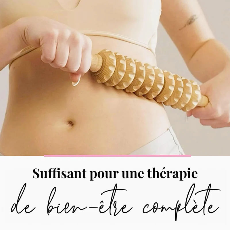 Rouleau de massage plat en bois pour Maderothérapie