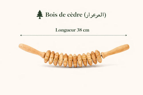rouleau de massage courbé en bois 38 cm