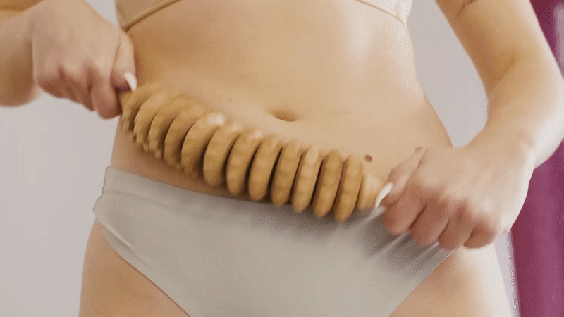 rouleau de massage courbé en bois 38 cm